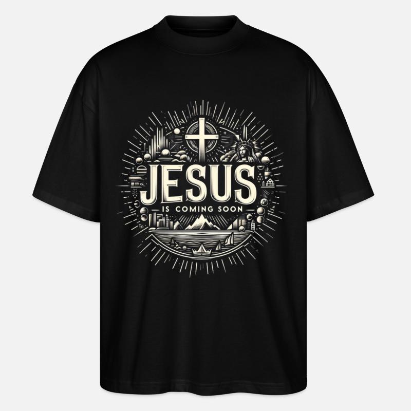 Jesus kommt bald Strahlenkranz - Stanley/Stella Oversized Unisex Bio T-Shirt Blaster 2.0 - Schwarz