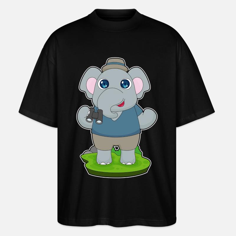 Elephant Binoculars - Stanley/Stella Oversized Unisex Organic T-shirt Blaster 2.0 - black