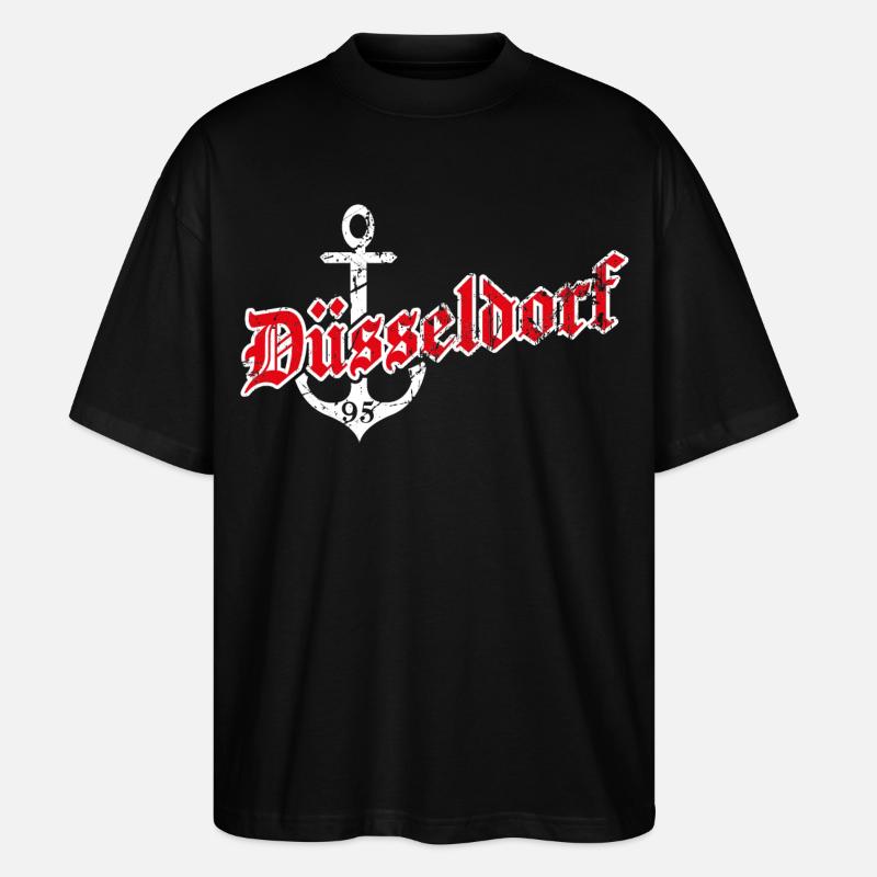Düsseldorf mit Anker - Stanley/Stella Oversized Unisex Bio T-Shirt Blaster 2.0 - Schwarz