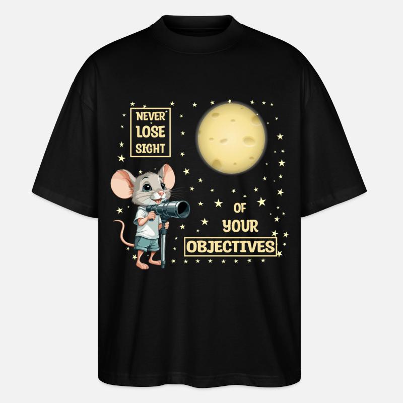 Mouse and Cheese Moon - Stanley/Stella Oversized Unisex Organic T-shirt Blaster 2.0 - black