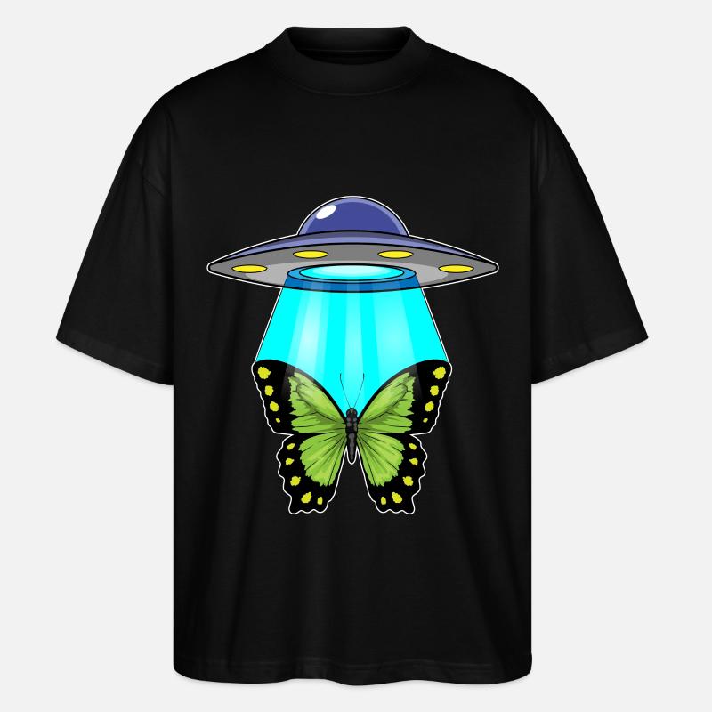 Papillon, Vaisseau Spatial, Espace - T-shirt bio Blaster 2.0 coupe oversize Stanley/Stella Unisexe - noir