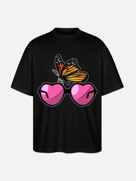 Butterfly Sunglasses - Stanley/Stella Oversized Unisex Organic T-shirt Blaster 2.0 - black