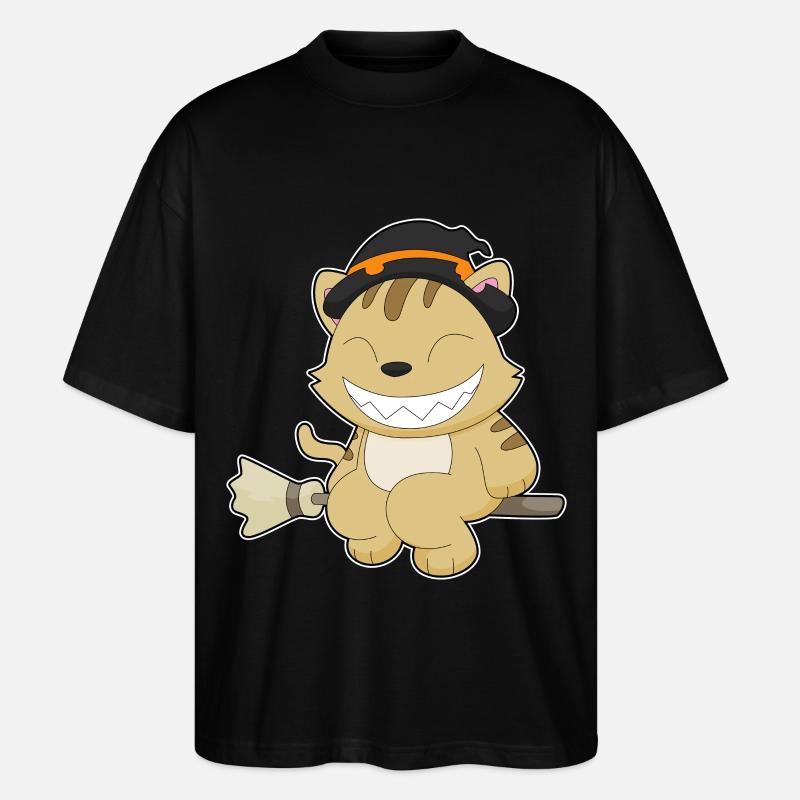 Chat Halloween Sorcière - T-shirt bio Blaster 2.0 coupe oversize Stanley/Stella Unisexe - noir