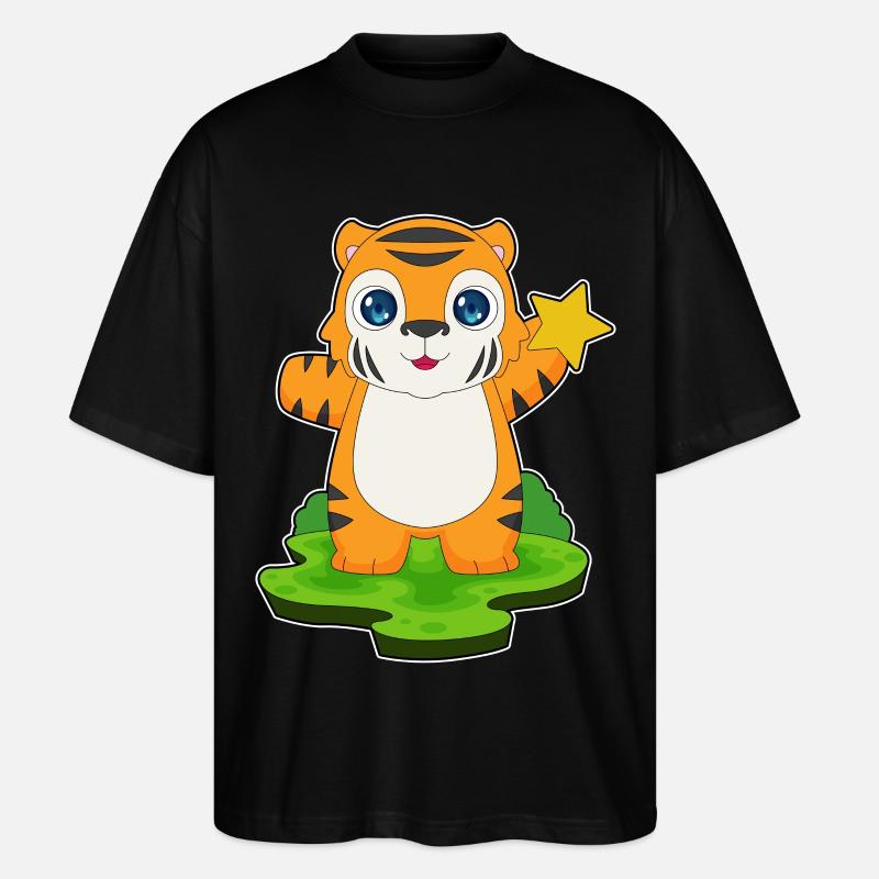 Tiger Stern - Stanley/Stella Oversized Unisex Bio T-Shirt Blaster 2.0 - Schwarz