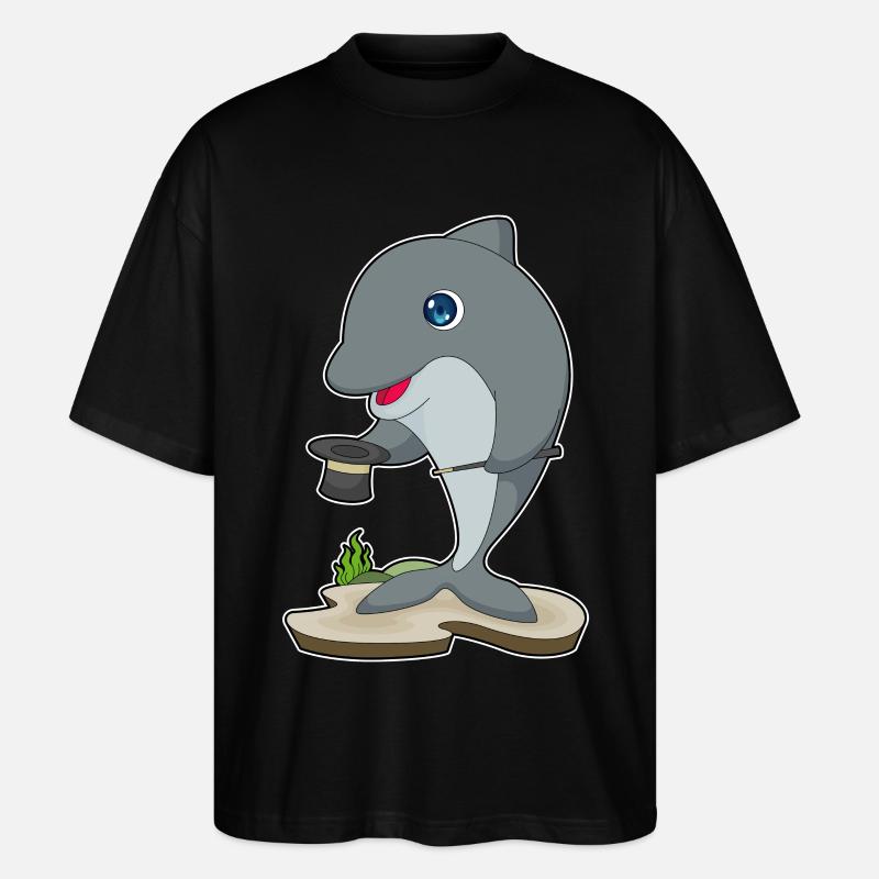 Delfin Zauberer Zylinder - Stanley/Stella Oversized Unisex Bio T-Shirt Blaster 2.0 - Schwarz