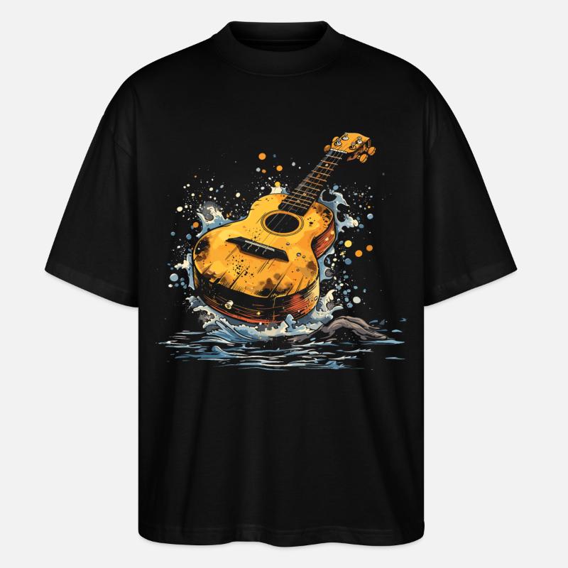 Illustration de ukulélé - T-shirt bio Blaster 2.0 coupe oversize Stanley/Stella Unisexe - noir