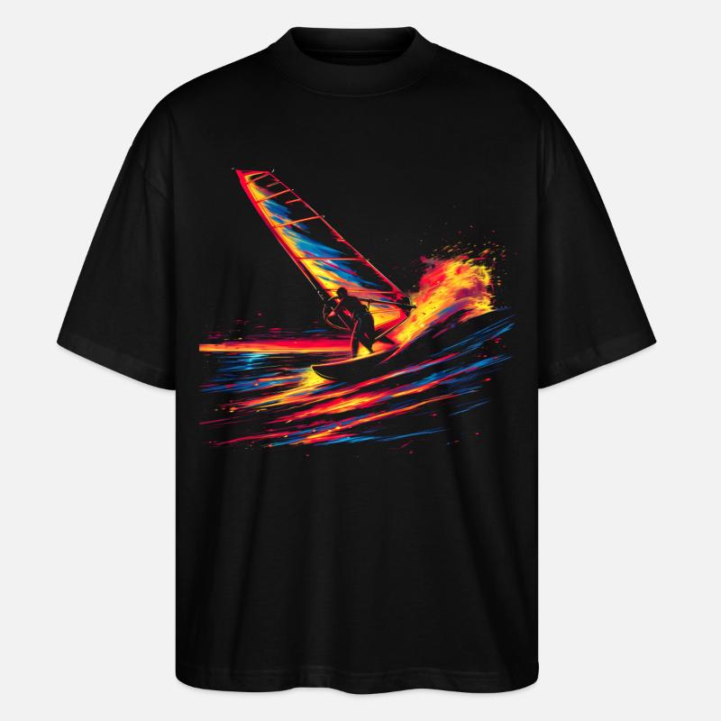 Oldschool Windsurfen - Stanley/Stella Oversized Unisex Bio T-Shirt Blaster 2.0 - Schwarz
