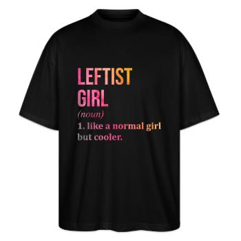 Linke Linke Linke Linke - Stanley/Stella Oversized Unisex Bio T-Shirt Blaster 2.0 - Schwarz - Vorne - Alina (178cm) & Michal (187cm)