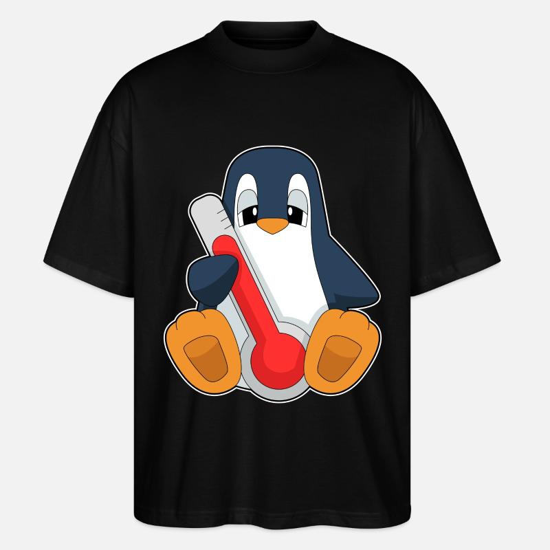 Pinguin Fieberthermometer - Stanley/Stella Oversized Unisex Bio T-Shirt Blaster 2.0 - Schwarz