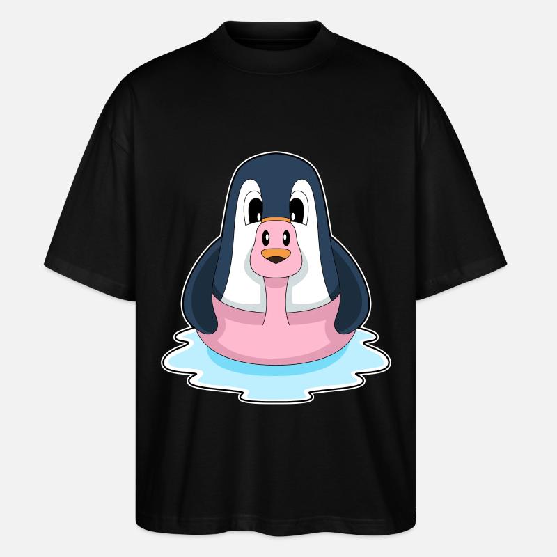 Flamant rose pingouin - T-shirt bio Blaster 2.0 coupe oversize Stanley/Stella Unisexe - noir