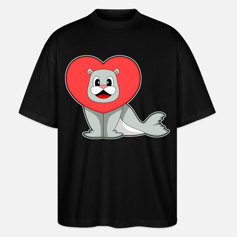 Seal Heart - Stanley/Stella Oversized Unisex Organic T-shirt Blaster 2.0 - black