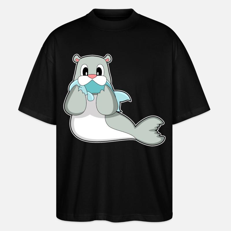 Poisson phoque - T-shirt bio Blaster 2.0 coupe oversize Stanley/Stella Unisexe - noir