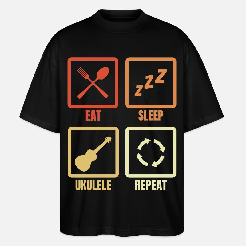 Manger dormir ukulélé répéter - T-shirt bio Blaster 2.0 coupe oversize Stanley/Stella Unisexe - noir