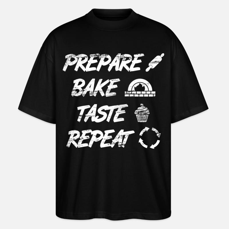 Préparer, cuire, goûter, répéter - T-shirt bio Blaster 2.0 coupe oversize Stanley/Stella Unisexe - noir