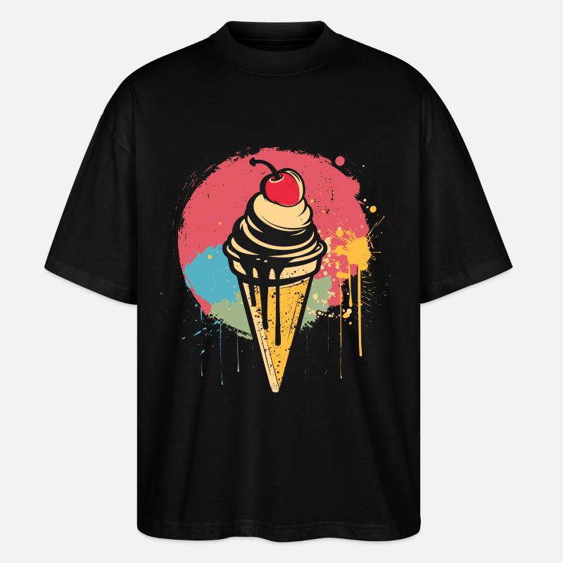 Ice cream cone graffiti - Stanley/Stella Oversized Unisex Organic T-shirt Blaster 2.0 - black