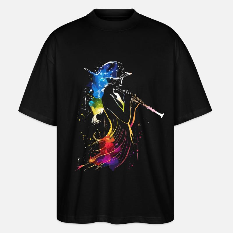 Joueur de flûte Retrowave - T-shirt bio Blaster 2.0 coupe oversize Stanley/Stella Unisexe - noir