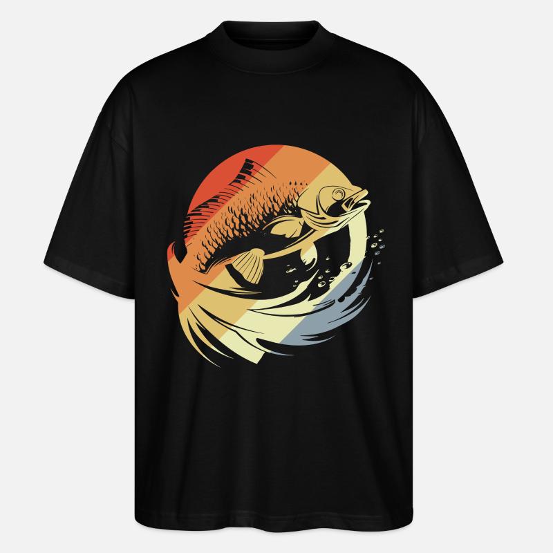 Fisch Grafik Retro Look - Stanley/Stella Oversized Unisex Bio T-Shirt Blaster 2.0 - Schwarz