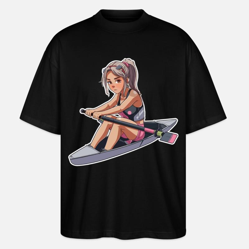 Ruderer Mädchen Grafik - Stanley/Stella Oversized Unisex Bio T-Shirt Blaster 2.0 - Schwarz