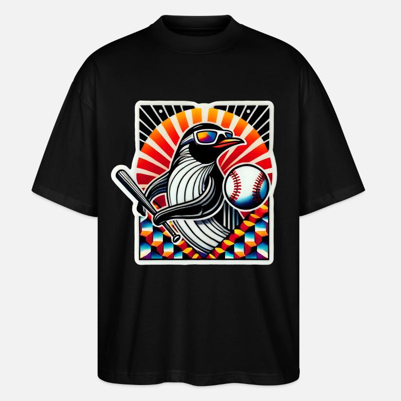 Baseball des pingouins - T-shirt bio Blaster 2.0 coupe oversize Stanley/Stella Unisexe - noir
