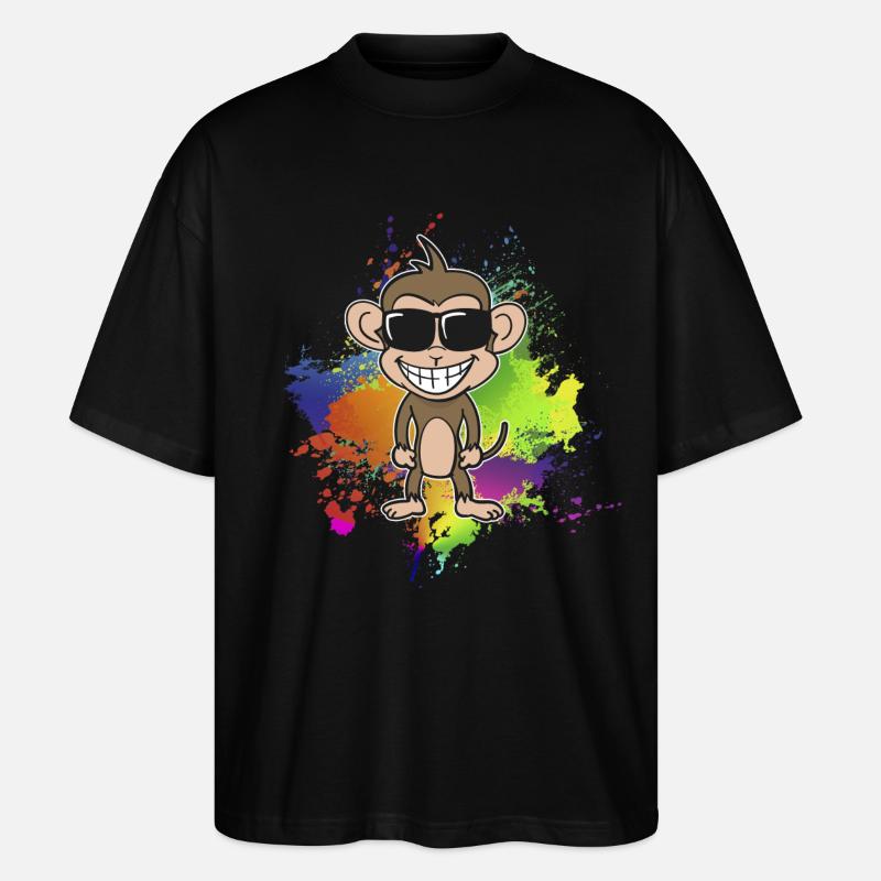 Bunter-Sommer-Affe - Stanley/Stella Oversized Unisex Bio T-Shirt Blaster 2.0 - Schwarz