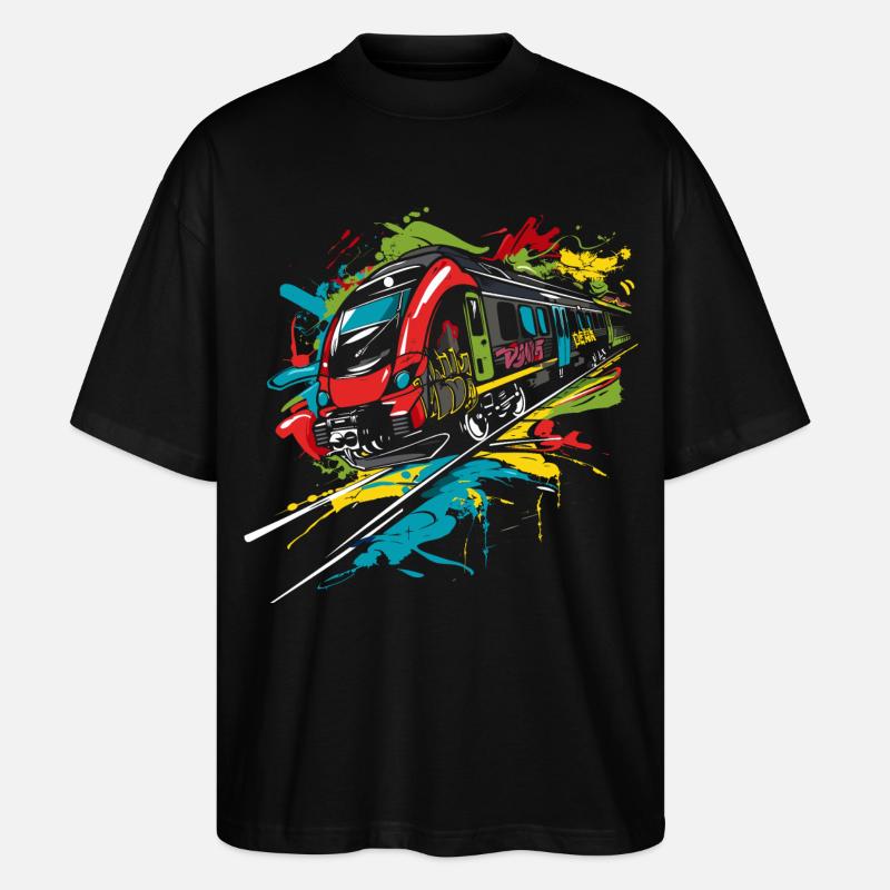 Graffiti Chemin de fer - T-shirt bio Blaster 2.0 coupe oversize Stanley/Stella Unisexe - noir