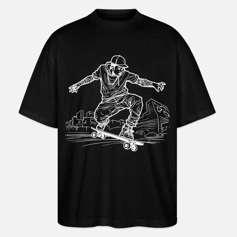 Dessin de skateboarder - T-shirt bio Blaster 2.0 coupe oversize Stanley/Stella Unisexe - noir