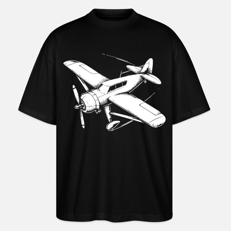 Propellerflugzeug Zeichnung - Stanley/Stella Oversized Unisex Bio T-Shirt Blaster 2.0 - Schwarz