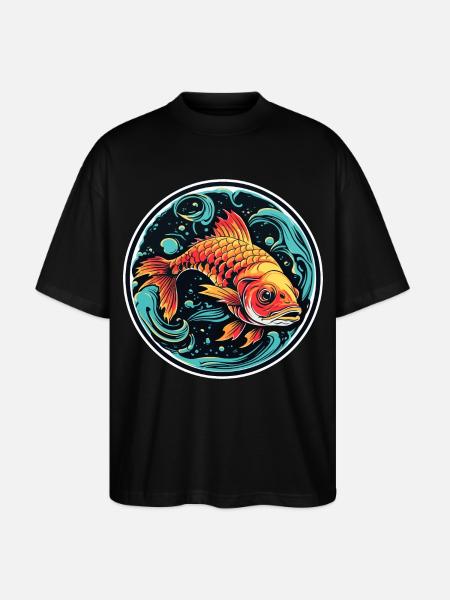 Fish Illustration - Stanley/Stella Oversized Unisex Organic T-shirt Blaster 2.0 - black