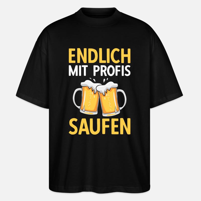 Endlich mit Profis saufen - Stanley/Stella Oversized Unisex Bio T-Shirt Blaster 2.0 - Schwarz