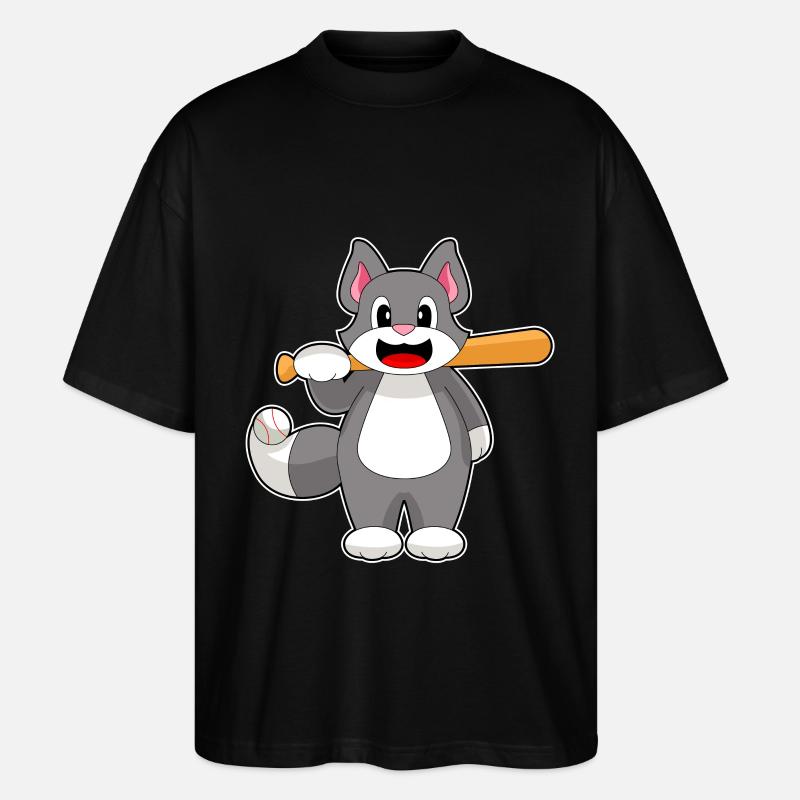 Cat Baseball Batte de baseball - T-shirt bio Blaster 2.0 coupe oversize Stanley/Stella Unisexe - noir