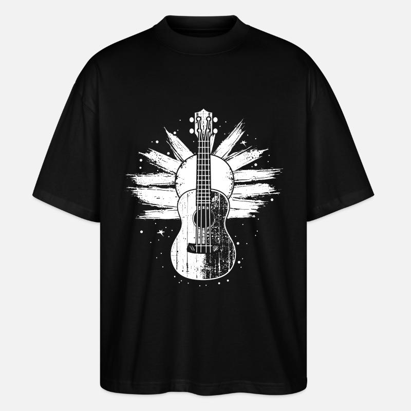 Ukulele Skizze - Stanley/Stella Oversized Unisex Bio T-Shirt Blaster 2.0 - Schwarz