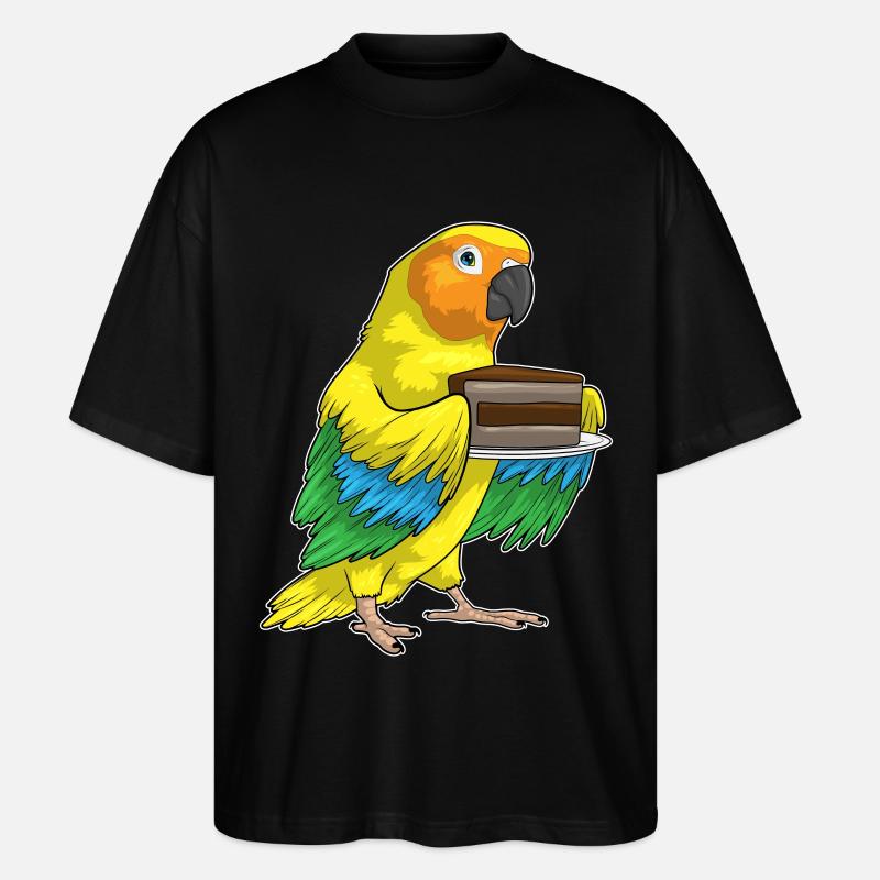 Gâteau d’anniversaire perroquet - T-shirt bio Blaster 2.0 coupe oversize Stanley/Stella Unisexe - noir