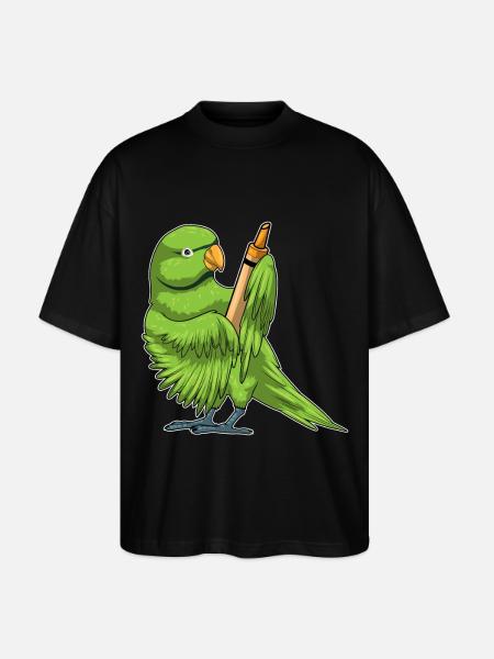 Parrot Student Crayon School - Stanley/Stella Oversized Unisex Organic T-shirt Blaster 2.0 - black