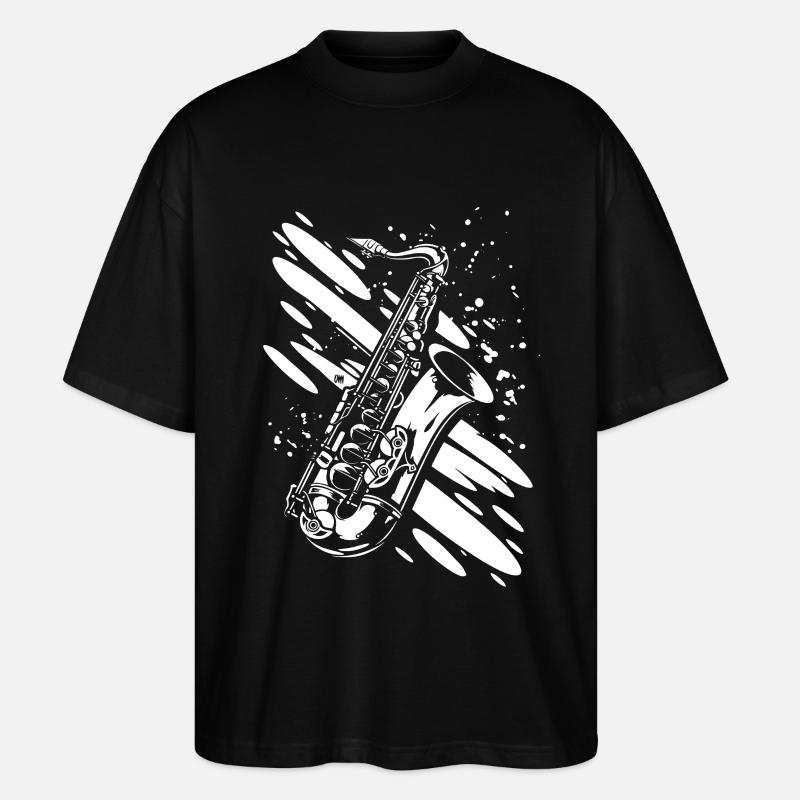 Saxophon - Stanley/Stella Oversized Unisex Bio T-Shirt Blaster 2.0 - Schwarz