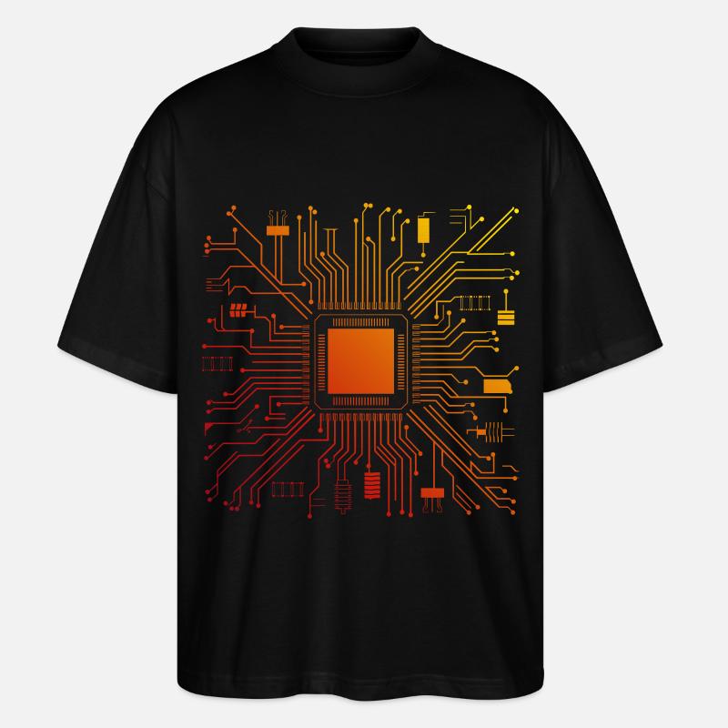 Tech Computer Motherboard Abstrakter Mikrochip - Stanley/Stella Oversized Unisex Bio T-Shirt Blaster 2.0 - Schwarz