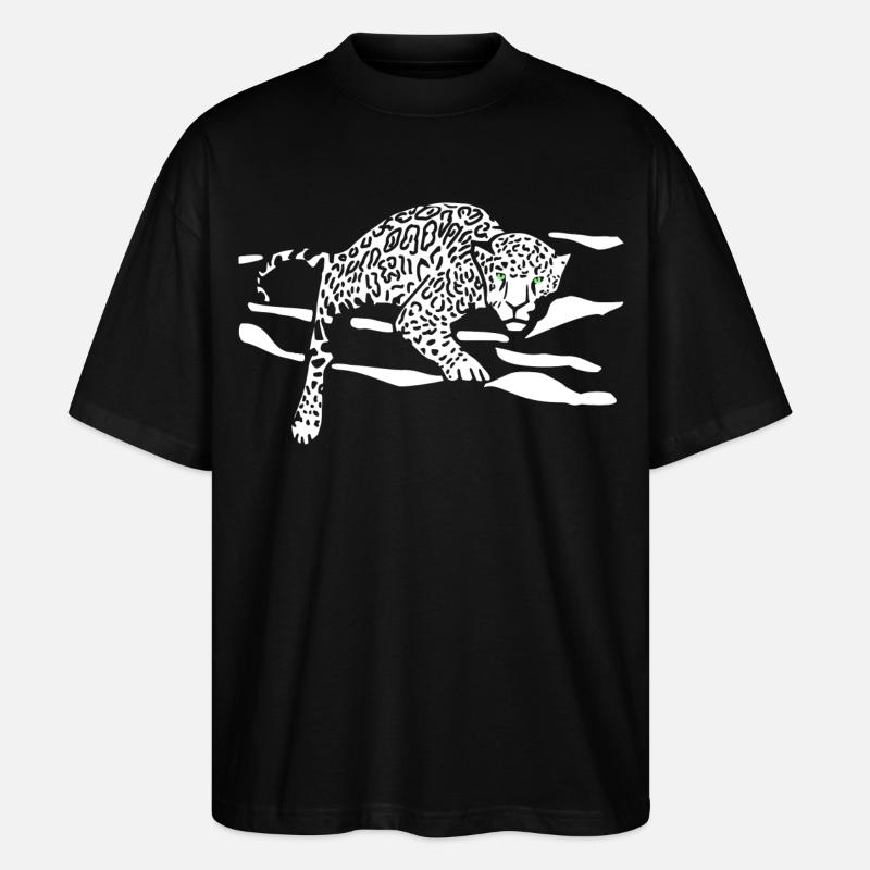 Silhouette de saut léopard - T-shirt bio Blaster 2.0 coupe oversize Stanley/Stella Unisexe - noir