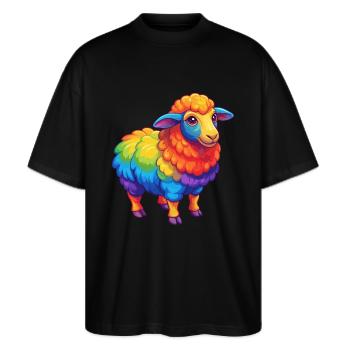 Sheep Colorful Kawaii Cartoon Character Clipart - Stanley/Stella Oversized Unisex Organic T-shirt Blaster 2.0 - black - Front - Alina (178cm) & Michal (187cm)