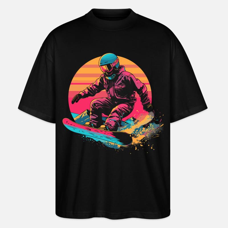 Snowboarder 80er Jahre Look - Stanley/Stella Oversized Unisex Bio T-Shirt Blaster 2.0 - Schwarz