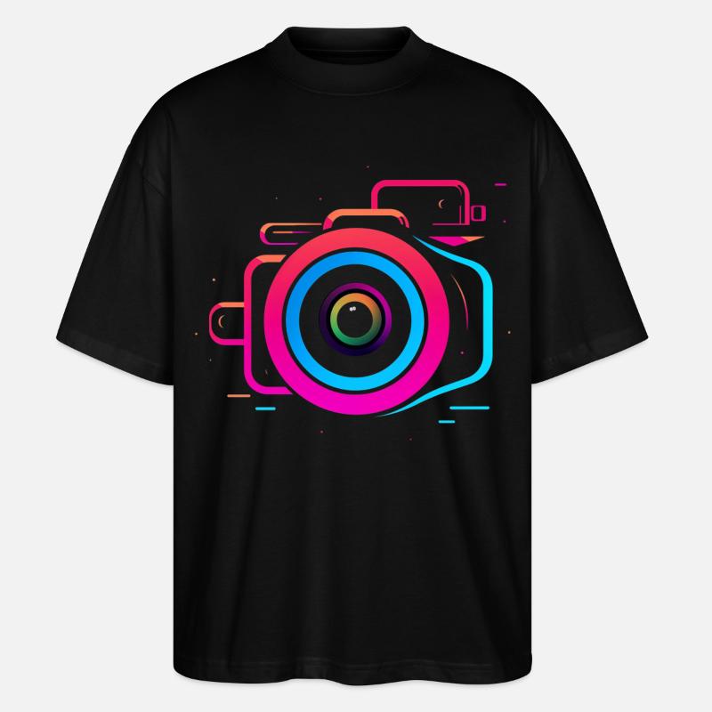 Camera Synthwave Style - Stanley/Stella Oversized Unisex Organic T-shirt Blaster 2.0 - black