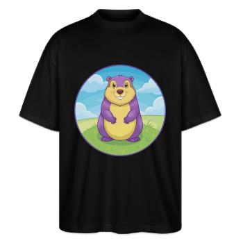 Marmot Cute Kawaii Cartoon Clipart Animal Pet - Stanley/Stella Oversized Unisex Organic T-shirt Blaster 2.0 - black - Front - Alina (178cm) & Michal (187cm)