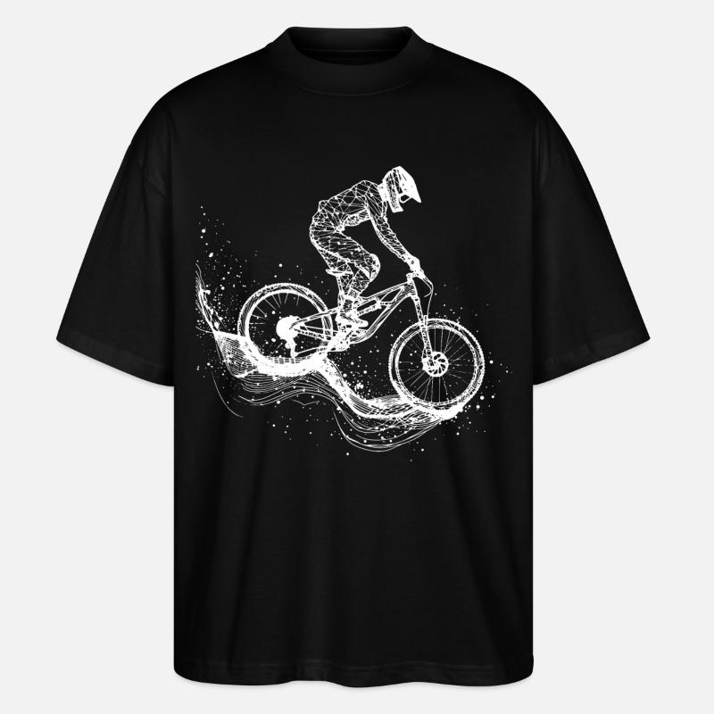 Mountain Biking Drawing - Stanley/Stella Oversized Unisex Organic T-shirt Blaster 2.0 - black