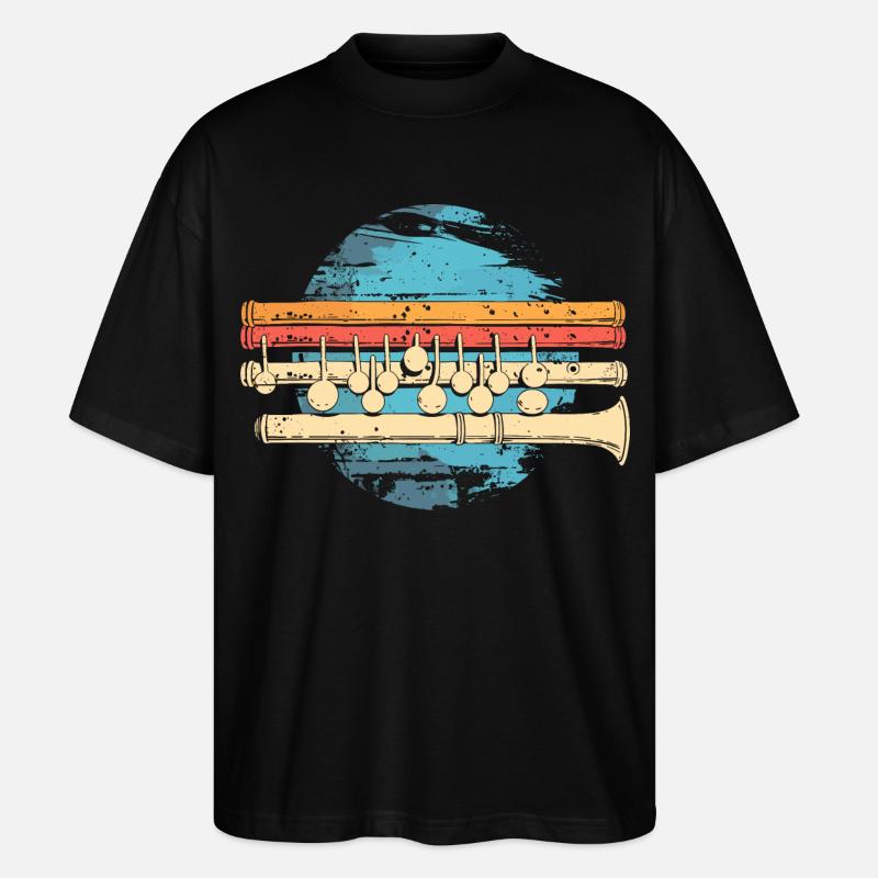 Flöte Grafik - Stanley/Stella Oversized Unisex Bio T-Shirt Blaster 2.0 - Schwarz
