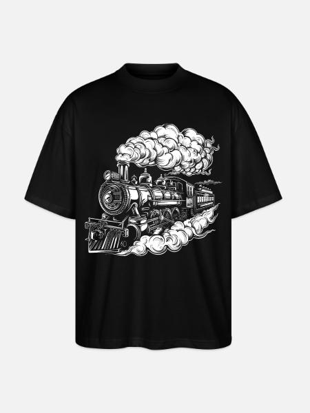 Steam Locomotive Graphics - Stanley/Stella Oversized Unisex Organic T-shirt Blaster 2.0 - black