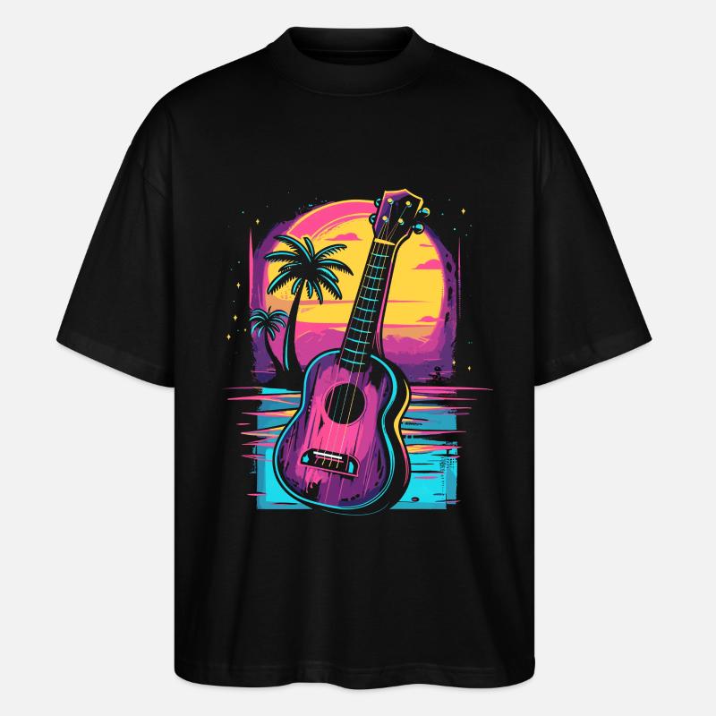 Ukulele 80er Jahre Look - Stanley/Stella Oversized Unisex Bio T-Shirt Blaster 2.0 - Schwarz