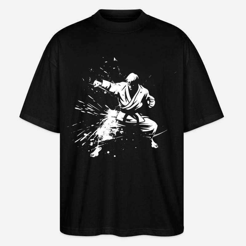 Karate Junge Zeichnung - Stanley/Stella Oversized Unisex Bio T-Shirt Blaster 2.0 - Schwarz