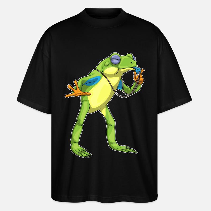 Sifflet d’arbitre Frog - T-shirt bio Blaster 2.0 coupe oversize Stanley/Stella Unisexe - noir