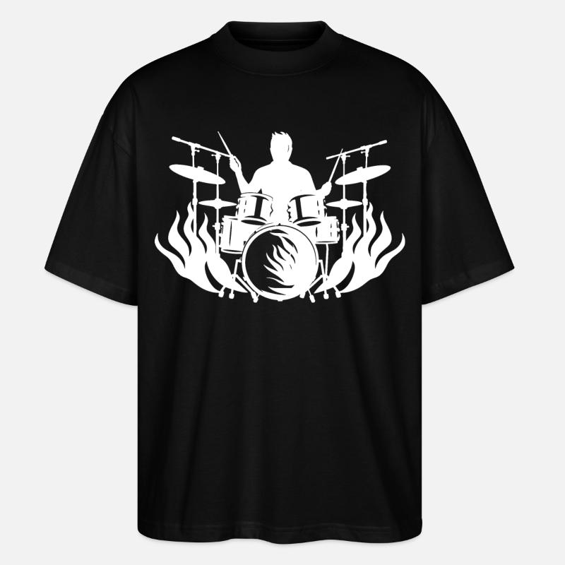 Schlagzeuger Zeichnung - Stanley/Stella Oversized Unisex Bio T-Shirt Blaster 2.0 - Schwarz