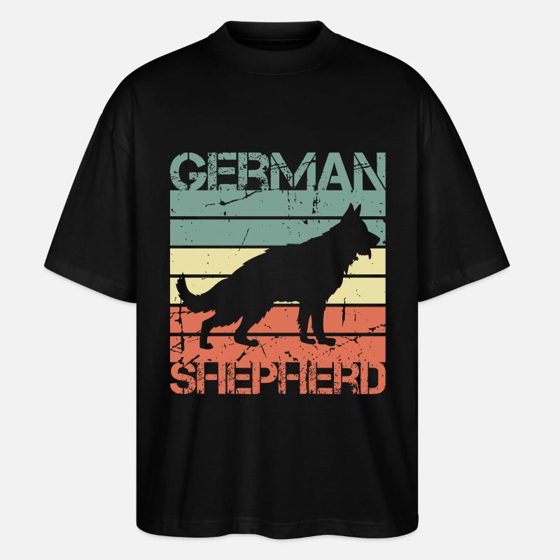 Retro Deutscher Schäferhund - Stanley/Stella Oversized Unisex Bio T-Shirt Blaster 2.0 - Schwarz