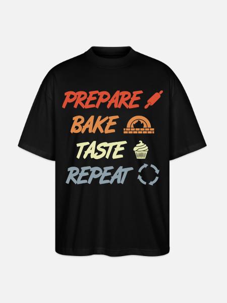 Préparer Cuire Goûter Répéter - T-shirt bio Blaster 2.0 coupe oversize Stanley/Stella Unisexe - noir