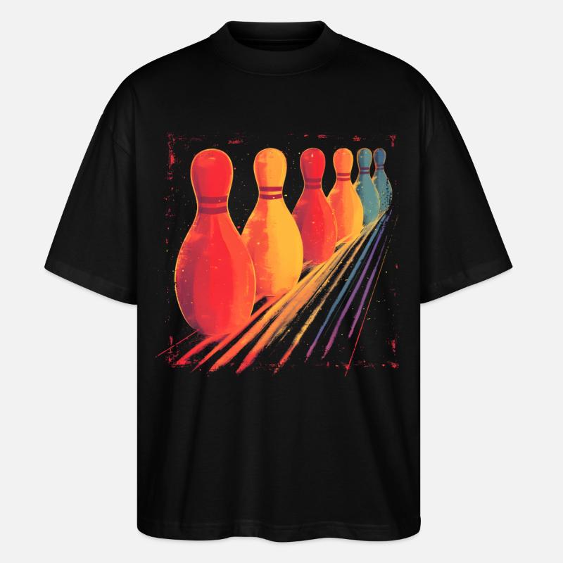 Dessin de bowling à l’ancienne - T-shirt bio Blaster 2.0 coupe oversize Stanley/Stella Unisexe - noir